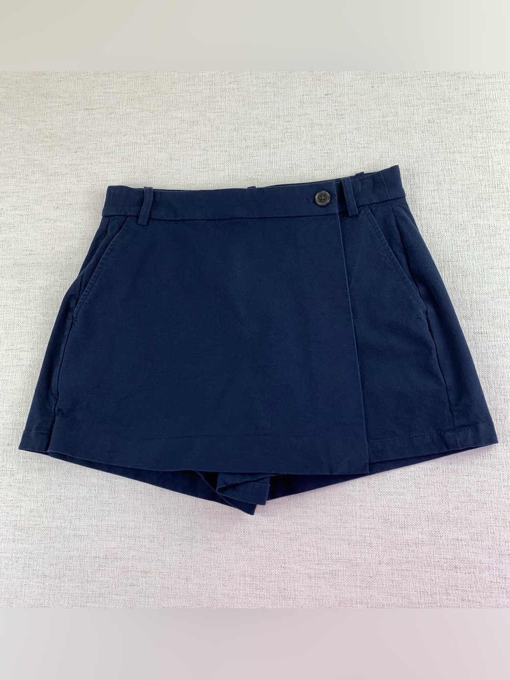 J‎ Crew Wrap-front skort in bi-stretch cotton blend in navy blue women's size 2